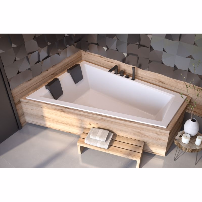 BESCO - Asymetrická vaňa INTIMA DUO SLIM - Nožičky k vani - S nožičkami, Rozmer vane - 180 × 125 cm, Spôsob prevedenia - Ľavé VANINTID18SLIML + OLVPINOZSTELID