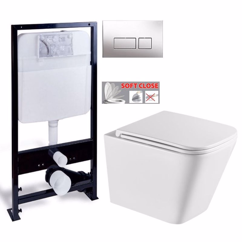 PRIM predstenový inštalačný systém s chrómovým tlačidlom 20/0041+ WC INVENA FLORINA /VÍROVÉ SPLACH/ WITH SOFT  se sedlem RIMLESS PRIM_20/0026 41 FL1
