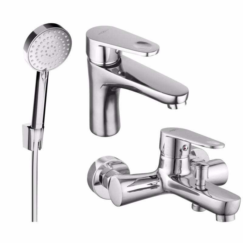 MEXEN/S - Kama R75 Set umývadlové a vaňové batérie s príslušenstvom, chróm 72503R75-00