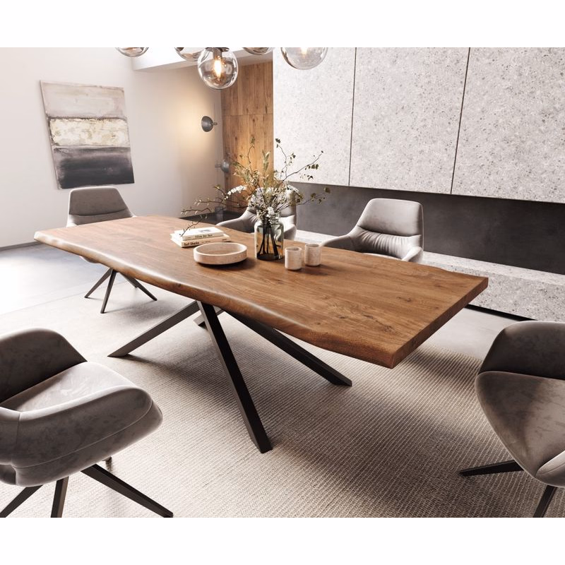 Jedálenský stôl Edge 260x100 XL akácia hnedá krížová podstava obdĺžnik