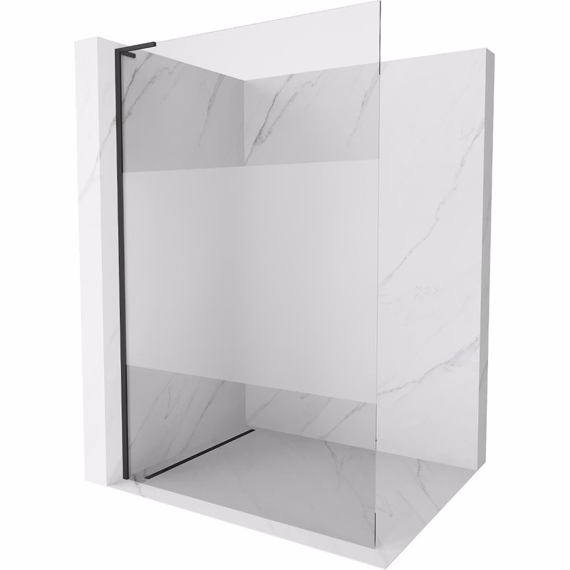 MEXEN/S - Kioto L Sprchová zástena WALK-IN 120 x 200, transparent/dekor, čierna 800-120-103-70-35