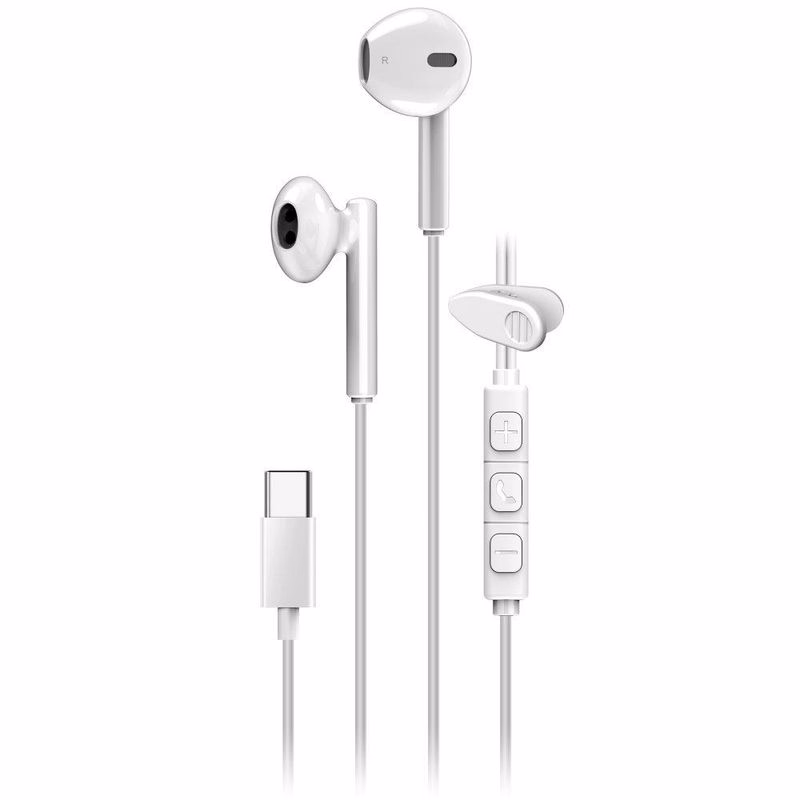 Genius HS-M366 Headset, drôtový, do uší, mikrofón, ovládanie hlasitosti, 360 ° rotačný klip, USB-C, biely