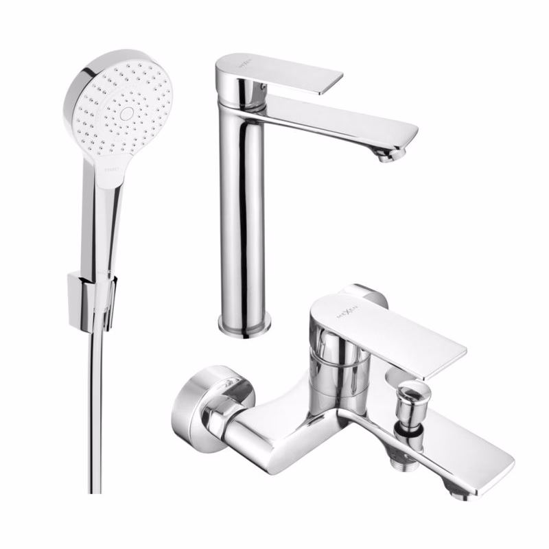 MEXEN/S - Royo R05 Set umývadlové a vaňové batérie s príslušenstvom, chróm 72213R05-00