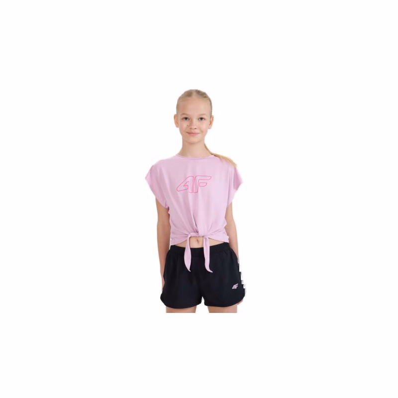Dievčenské tréningové tričko s krátkym rukávom 4F JUNIOR TSHIRT FNK F1184-56S-LIGHT PINK