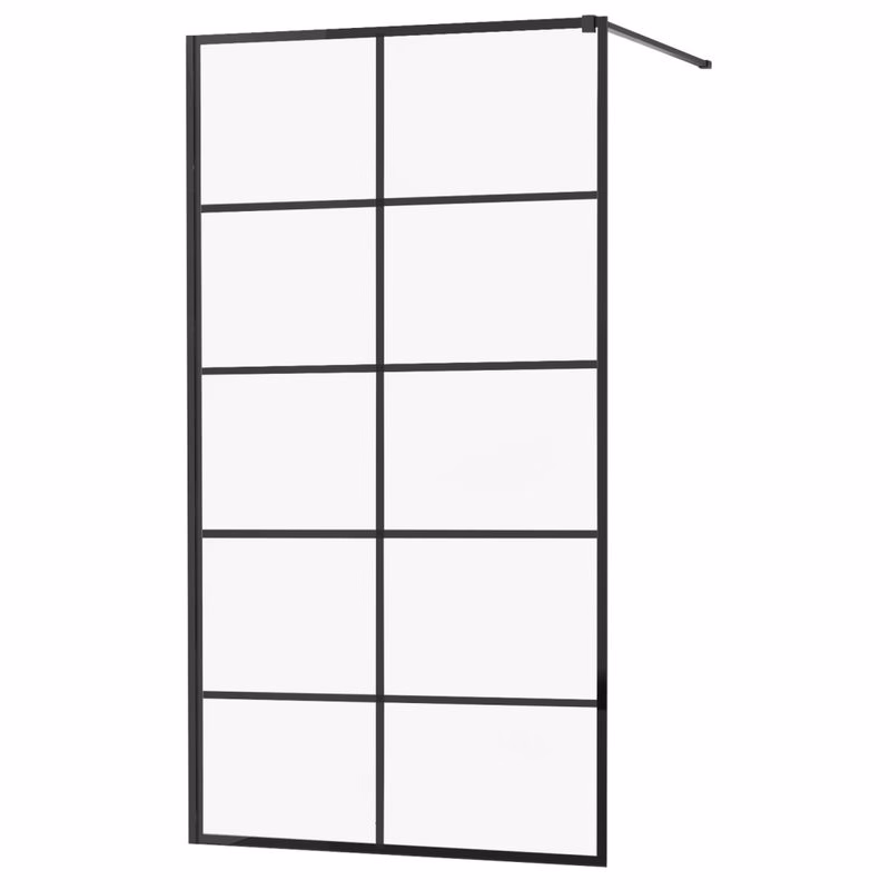 MEXEN/S - KIOTO Sprchová zástena WALK-IN 80x200 cm 8 mm, čierna, čierny vzor 1 800-080-101-70-77