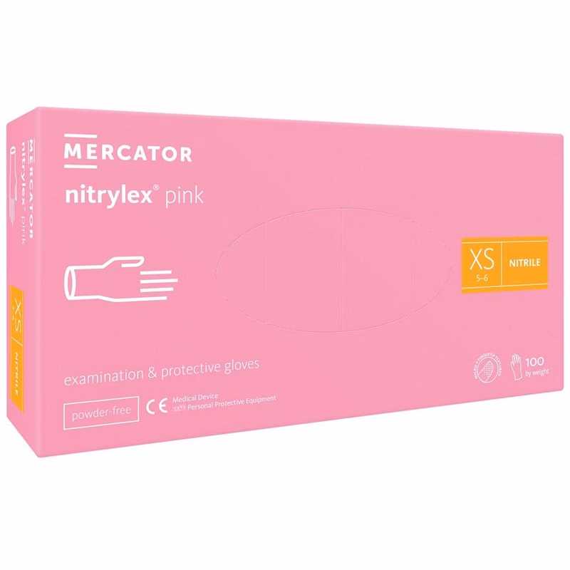 NITRYLEX PINK - Nitrilové rukavice (bez púdru) ružové, 100 ks, XS