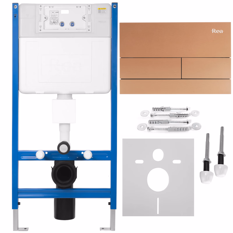 REA/S - Podomietkový WC systém K011A-Q + tlačidlá T Brush Copper/Rose Gold KPL-E0053