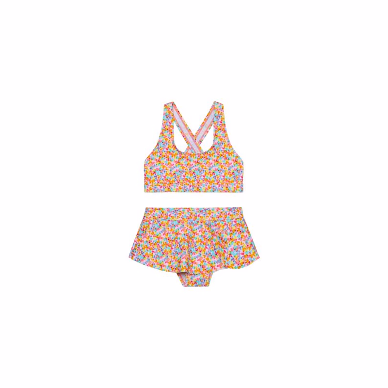 Dievčenské plavky COLOR KIDS Bikini W. Skirt, AOP-8714-Cabbage