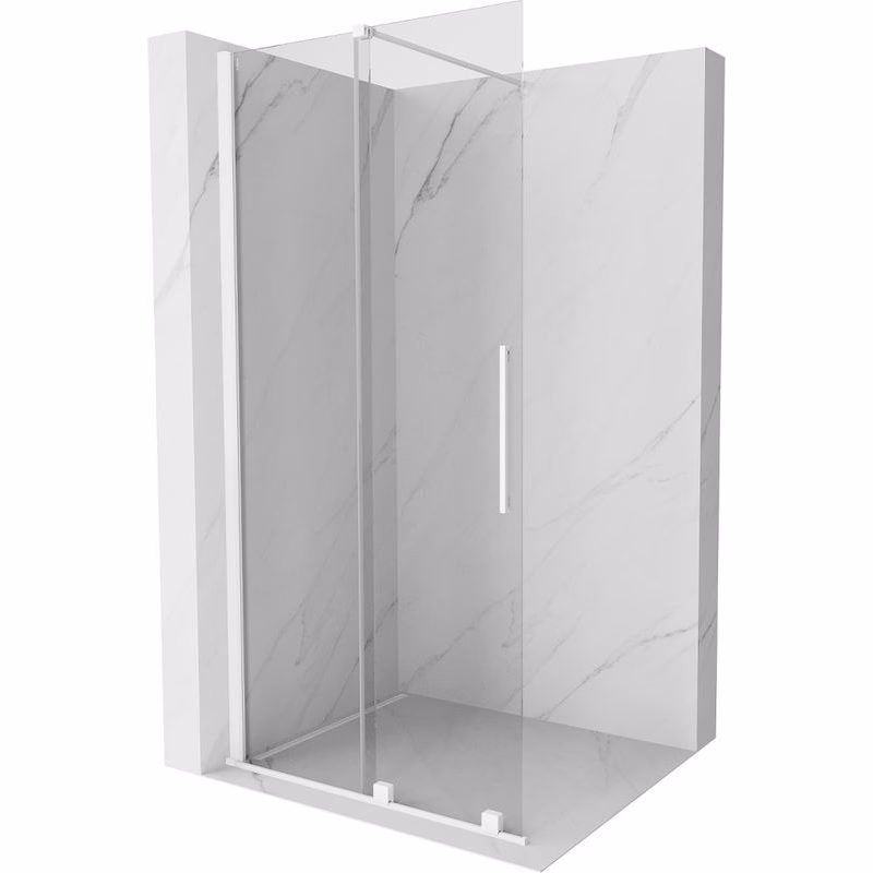 MEXEN/S - Velár posuvné sprchové dvere Walk-in 75, transparent, biela 871-075-000-03-20