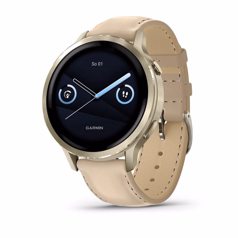 Garmin Venu 4 (41 mm) Zlaté / Biely silikónový remienok a Light Sand kožený remienok, EU
