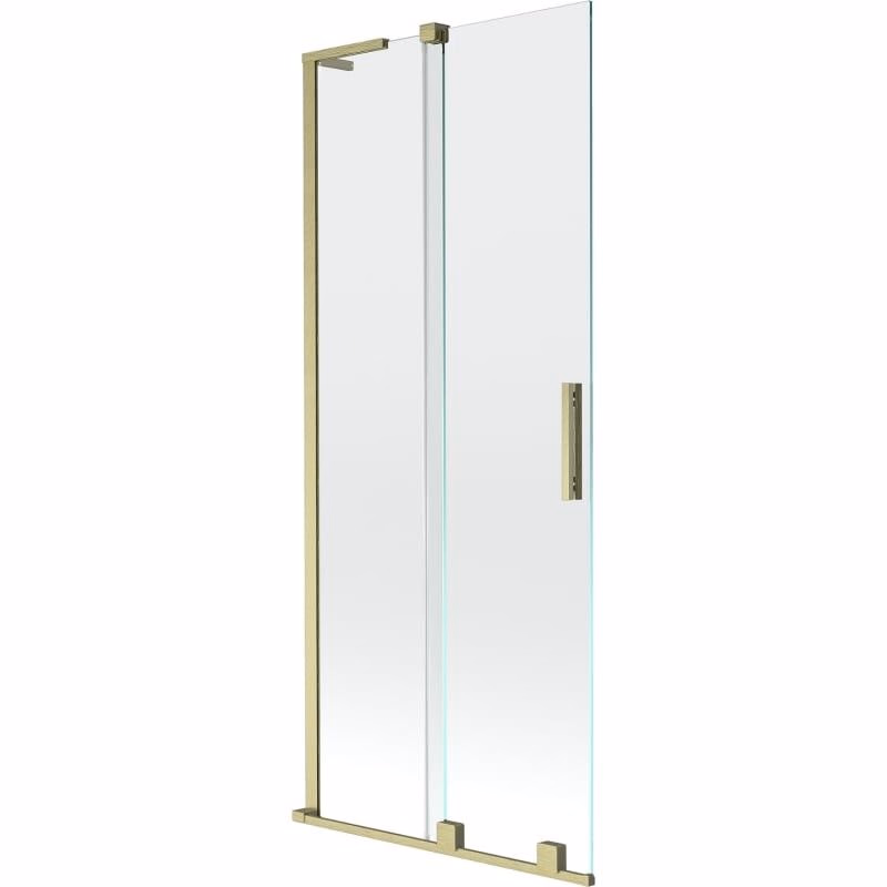 MEXEN/S - Velar L dvojkrídlová posuvná vaňová zástena 85 x 150, transparent, zlatá kartáčovaná 896-085-003-01-55