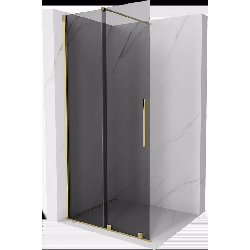 MEXEN/S - Velar Sprchová zástena posuvná Walk-in 120 x 200, grafit 8 mm, zlato 871-120-000-43-50