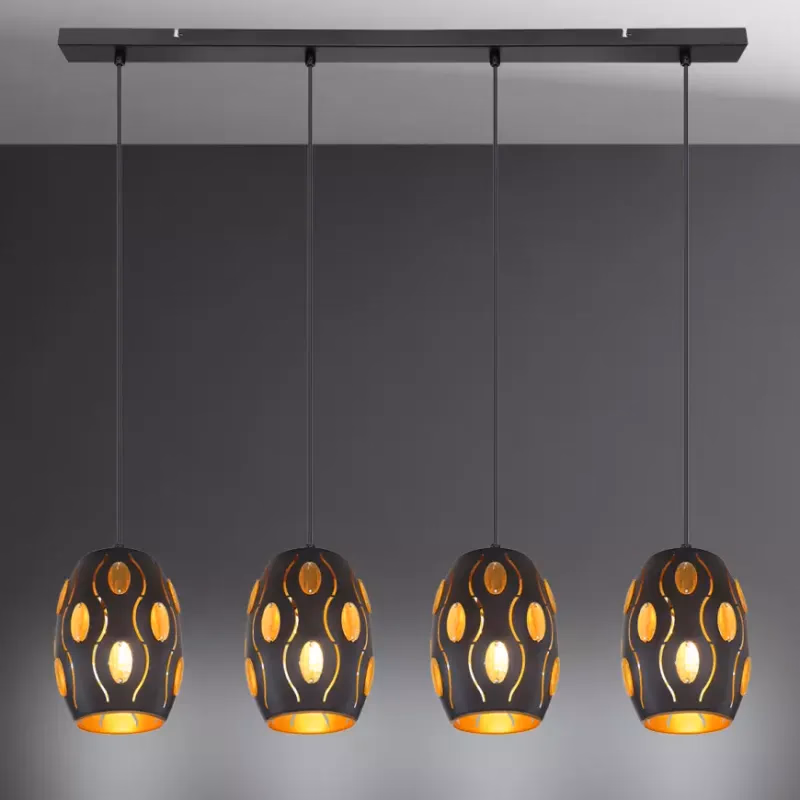 Luster 24006S-4H Čierna a zlatá LW4