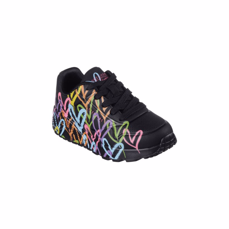 Dievčenská rekreačná obuv SKECHERS Uno Lite X JGoldCrown Lace Up black multi