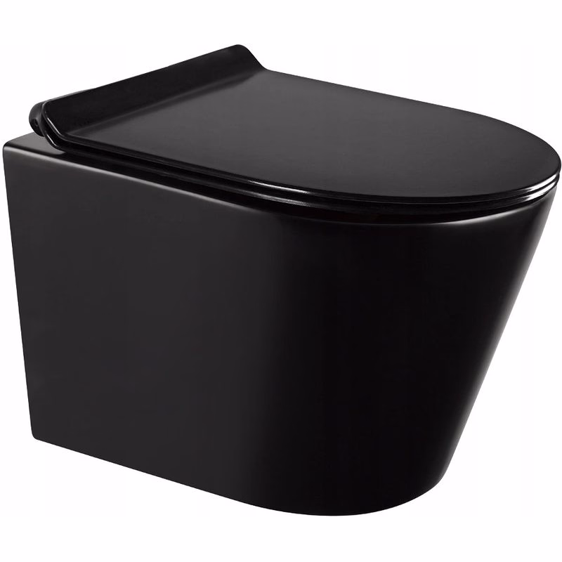 MEXEN/S - Rico Závesná WC misa Rimless vrátane sedátka s slow-slim, Duroplast, čierna mat 30720185
