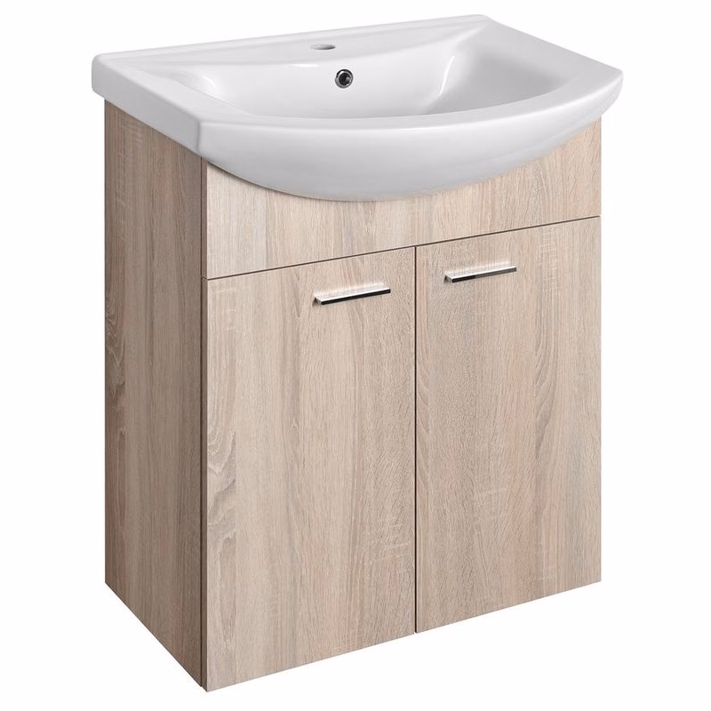 AQUALINE - ZOJA umývadlová skrinka 61,5x74x32,5cm, dub platin, 2x dvierka 51163