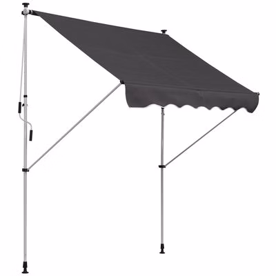 OUTSUNNY Výškovo nastaviteľná prenosná markíza vhodná na balkón 200 x 150 cm sivá