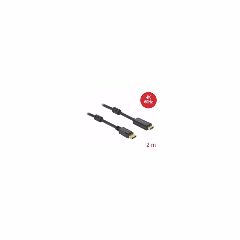 Delock Kábel z Active DisplayPort 1.2 na HDMI, 4K, 60 Hz 2 m