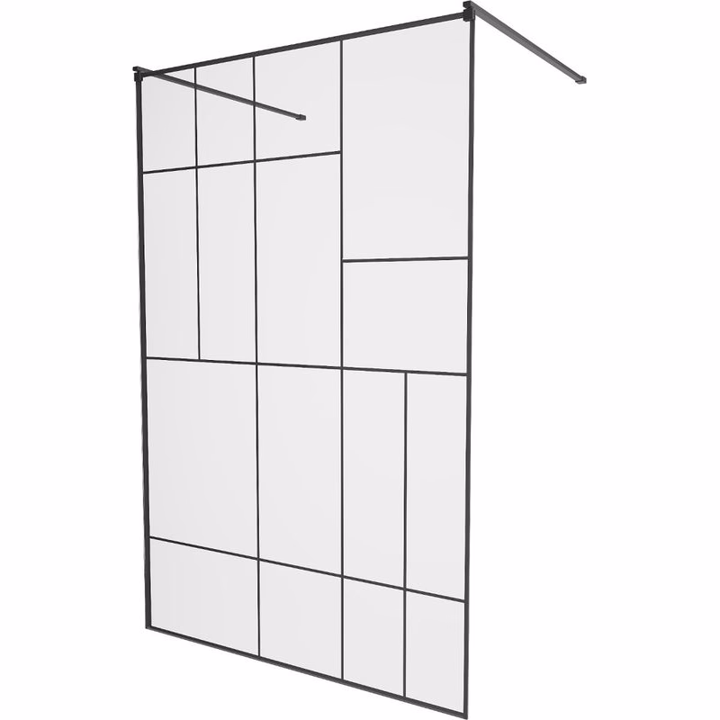 MEXEN/S - KIOTO samostatne stojaca sprchová zástena 120 x 200, transparent/čierna vzor 8 mm, čierna 800-120-002-70-78