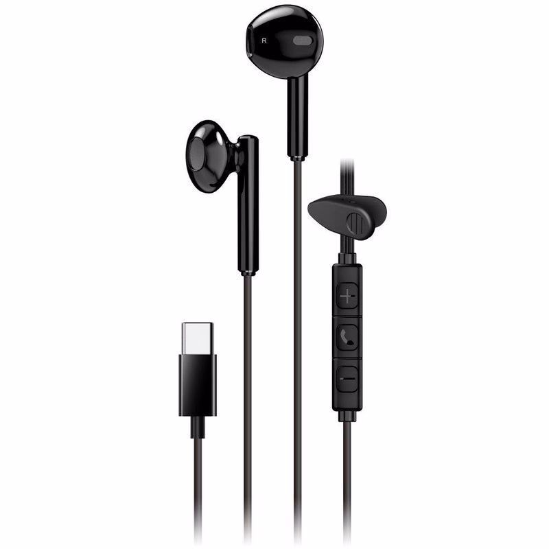 Genius HS-M366 Headset, drôtový, do uší, mikrofón, ovládanie hlasitosti, 360 ° rotačný klip, USB-C, čierny