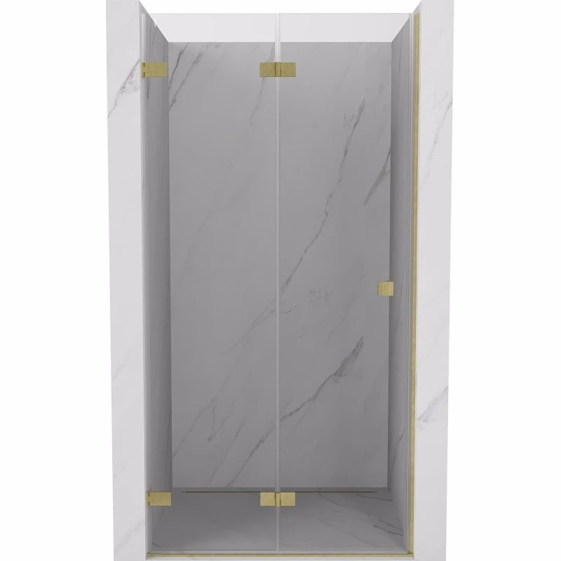 MEXEN/S - Lunar-F skladacie sprchové dvere ľavé 85, transparent, zlatá kartáčovaná 836-085-000-55-00-L