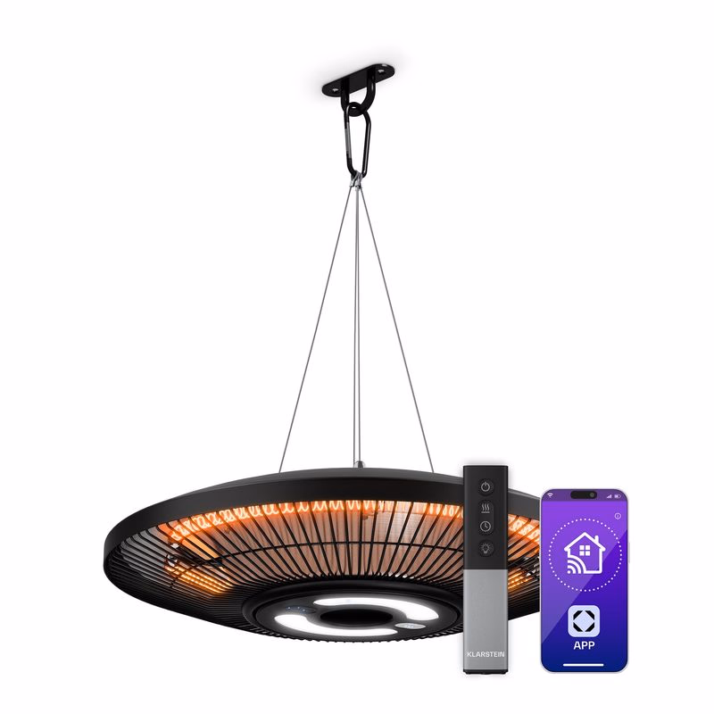Klarstein LumiHeat infračervený stropný ohrievač | 2000 W | 15 m² | LED svetlo | 42 cm x 42 cm