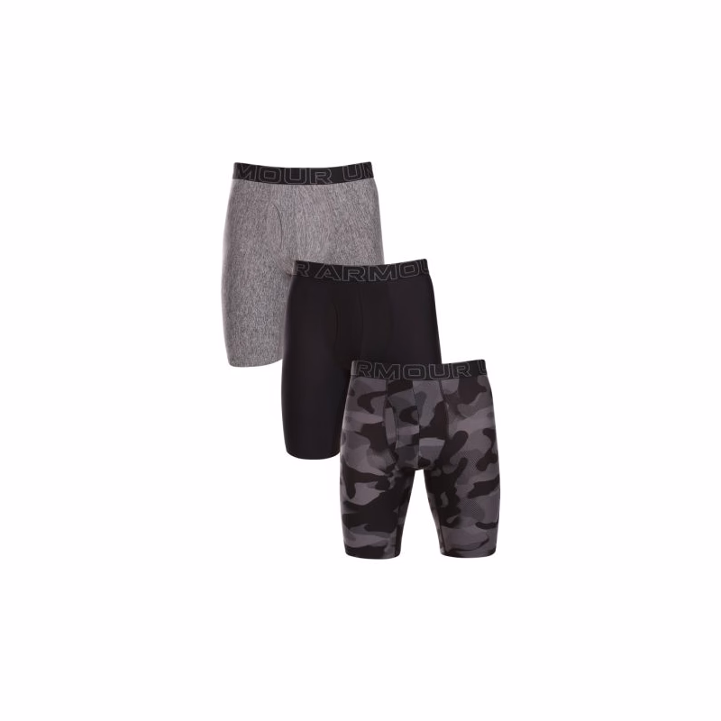 Pánske boxerky UNDER ARMOUR 3 PACK-UA PERFORMANCE TECH - PRINT 9 inch-BLK