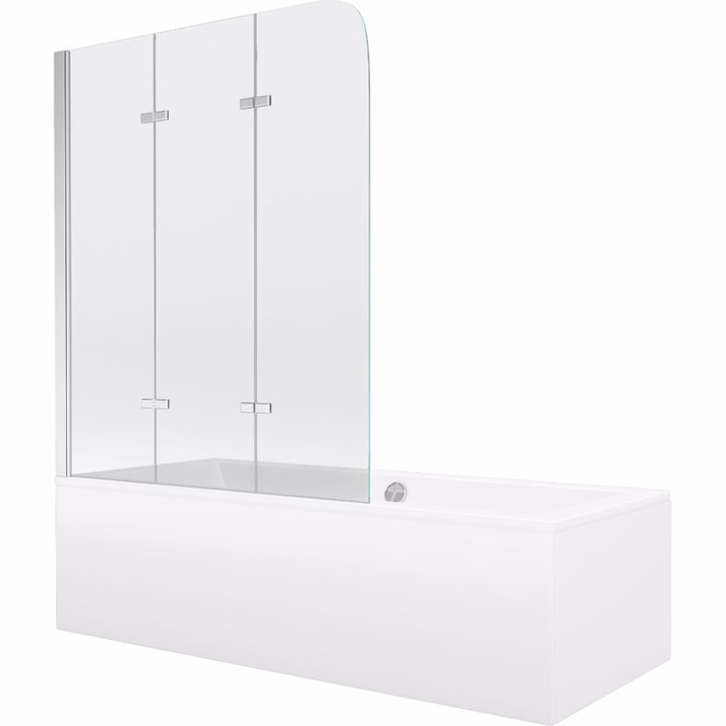 MEXEN/S - Cube obdĺžniková vaňa 170 x 80 cm s panelom + vaňová zástena 120, transparent, chróm 550517080X9012030100