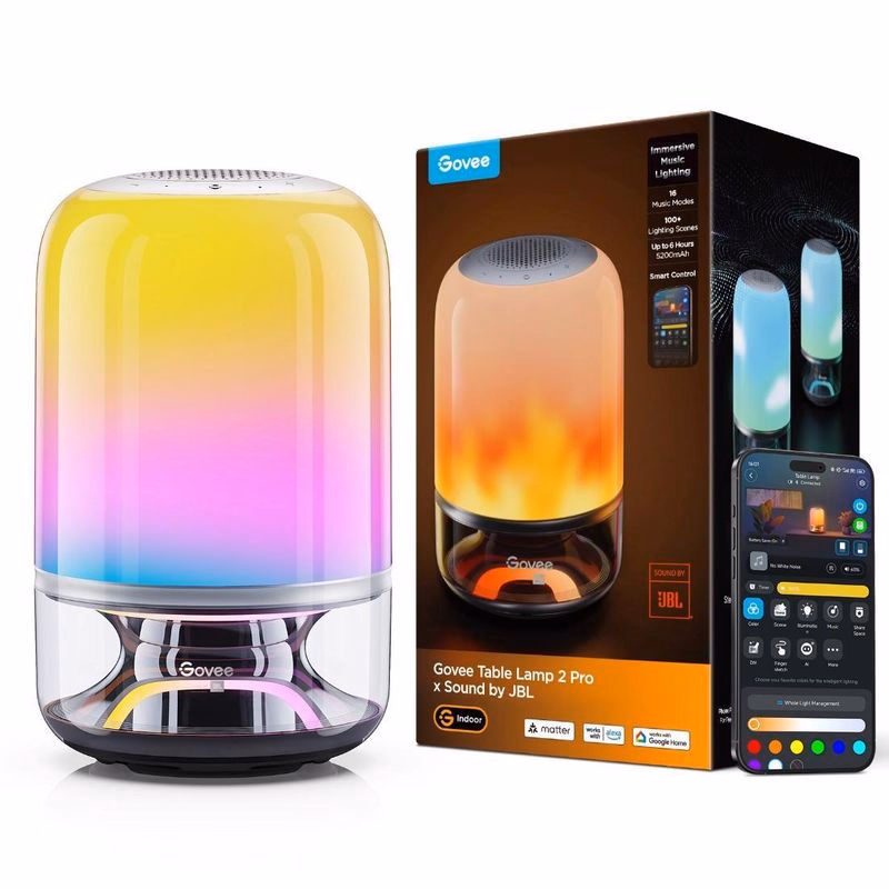 Govee Table Lamp 2 RGBW Akumulátorová lampa s reproduktorom - zvuk od JBL