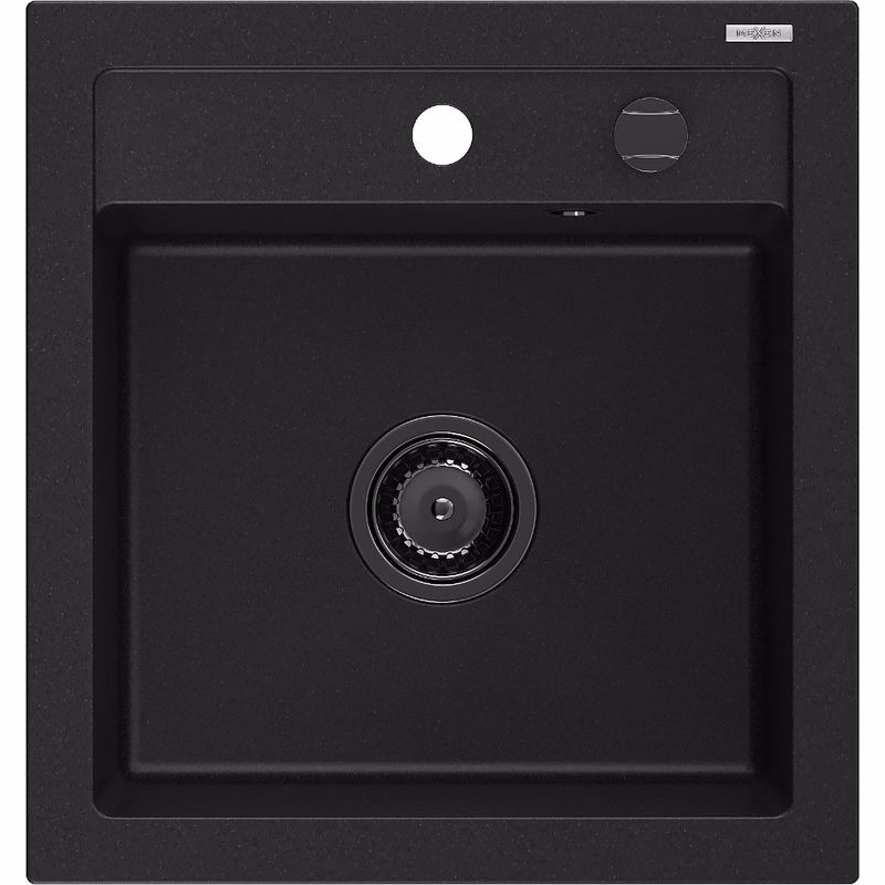 MEXEN/S MEXEN/S - Vito granitový drez 1-miska 520 x 490 mm, čierny, čierny sifón 6503521000-77-B