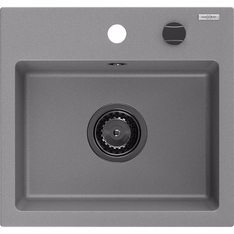 MEXEN/S MEXEN/S - Milo granitový drez 1 435 x 410 mm, sivá, + čierny sifón 6505441000-71-B