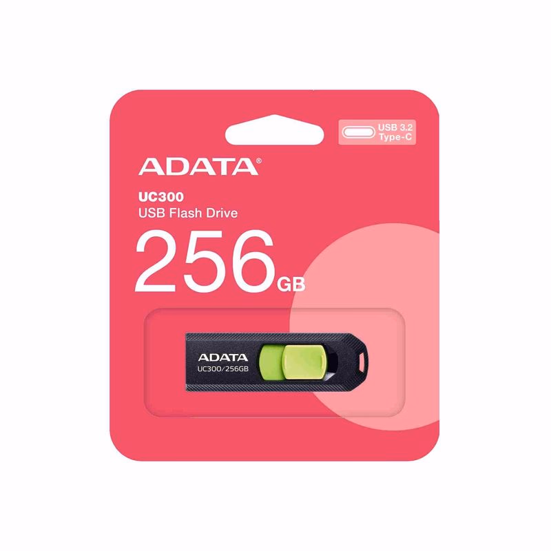 ADATA Flash Disk 256GB UC300, USB-C 3.2, čierno-zelená