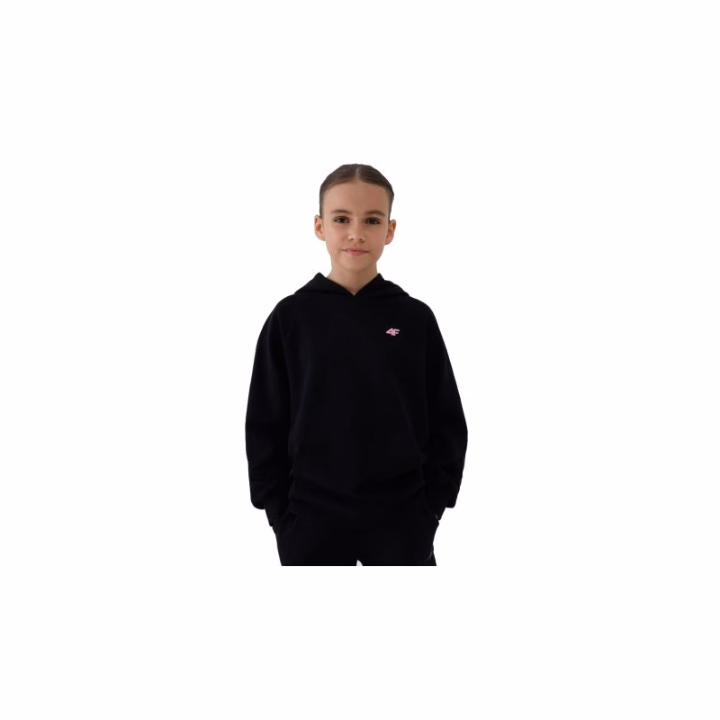 Dievčenská mikina s kapucňou 4F JUNIOR SWEATSHIRT F1478-20S-DEEP BLACK