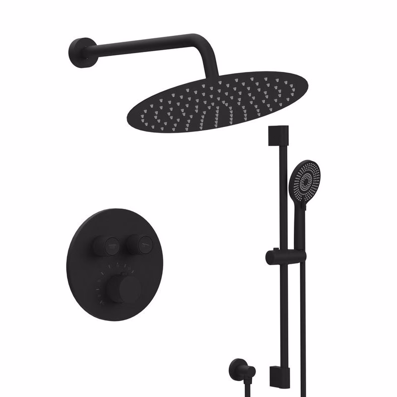 SAPHO SAPHO - SMART SELECT sprchový set s termostatickou batériou, 2 výstupy, posuvný držiak sprchy, čierna mat RP032B-02