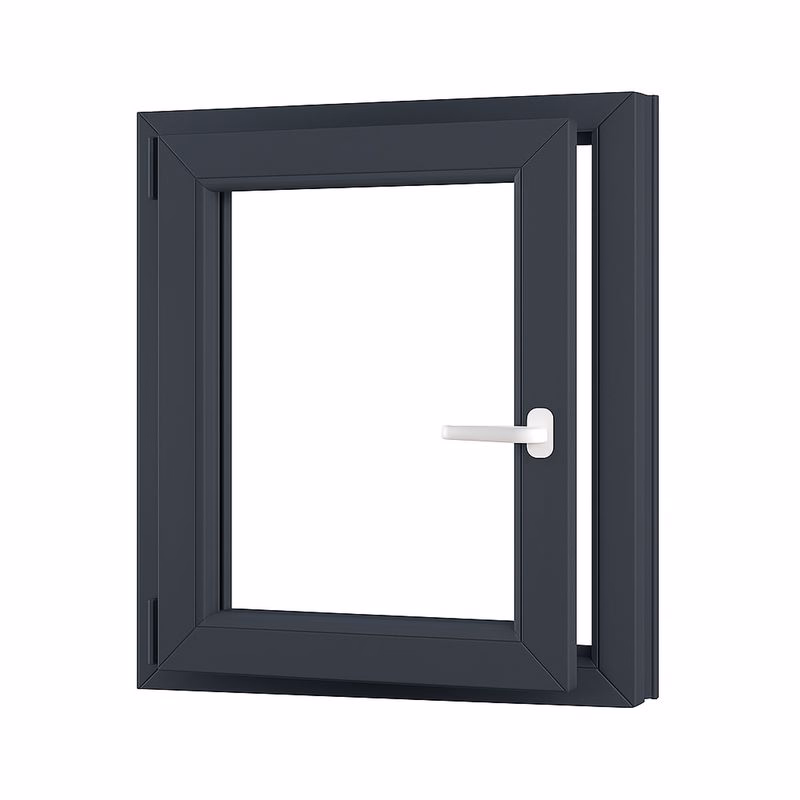 Jednokrídlové plastové okno pivničné 600x1000 mm, antracit / biele, dvojsklo, ľavé, OLIMPIA 60 AD