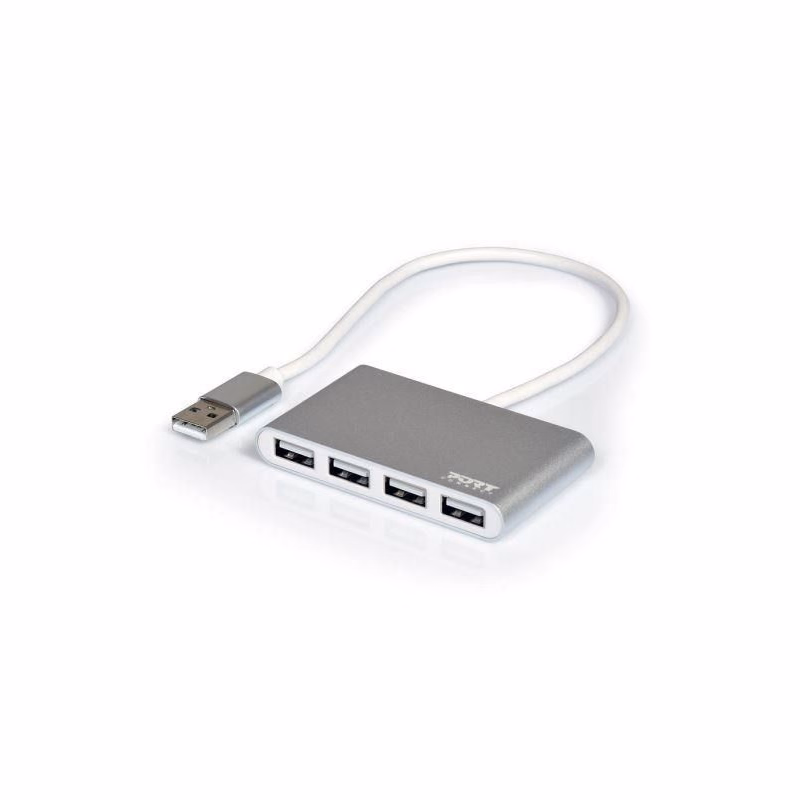 PORT USB HUB, 4x USB 2.0, sivý