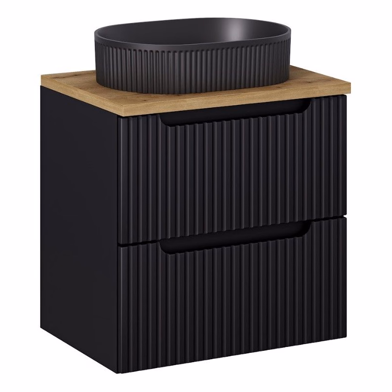 ArtCom Kúpeľňová skrinka s umývadlom a doskou NOVA Black DU60/1 | 60 cm