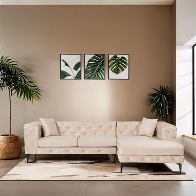 Rohová sedacia súprava / Rohová pohovka Como Eco Right - Beige, Black