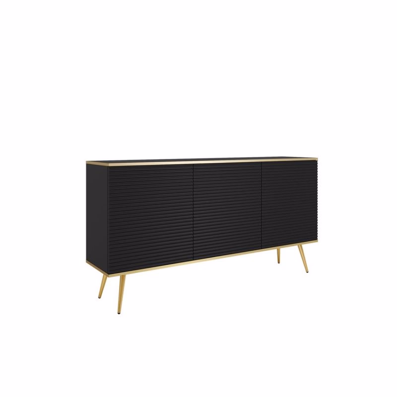 ArtPS Komoda BIJOU K-160 MDF | čierna / zlaté nohy