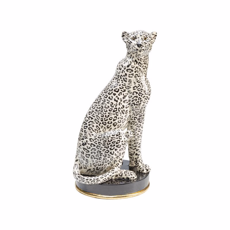 Cheetah dekorácia biela/čierna 54cm