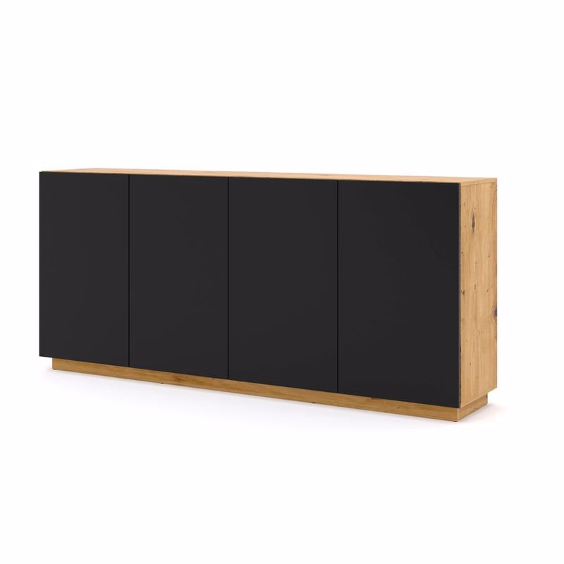 ArtBm Komoda AURA 4D | dub artisan/čierny mat
