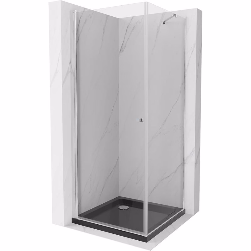 MEXEN/S - Pretória sprchovací kút 90x90, transparent, chróm + sprchová vanička vrátane sifónu 852-090-090-01-00-4070