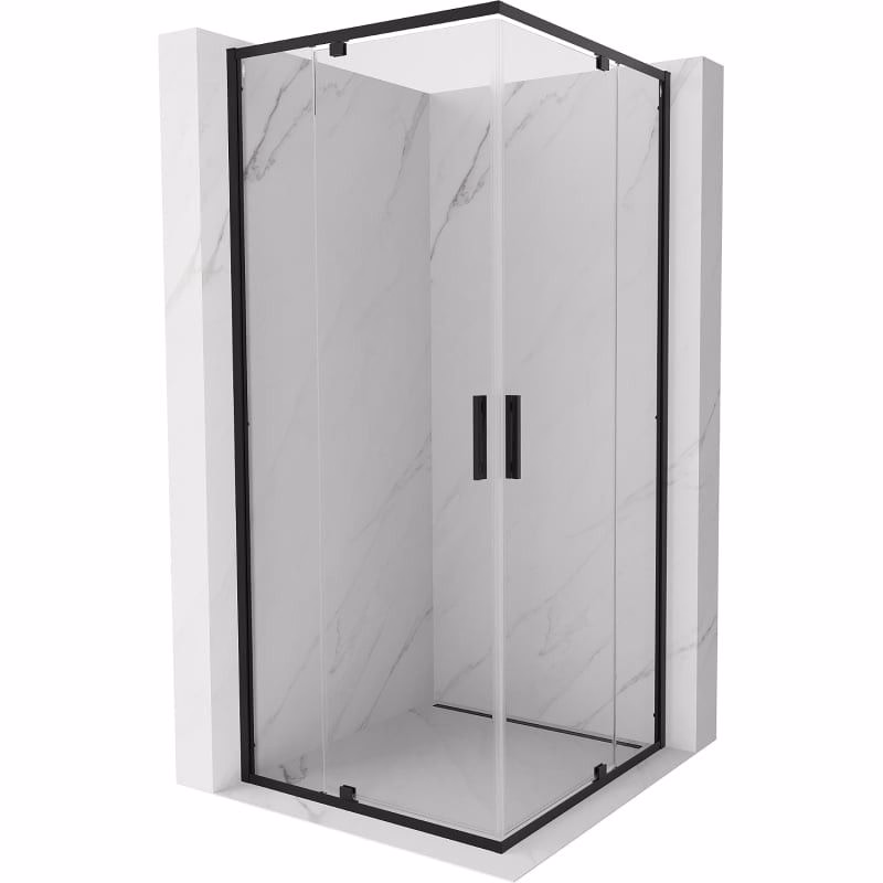 MEXEN/S - Exo štvorcový krídlový sprchovací kút 80 x 80, transparent, čierna 8110-080-080-70-00