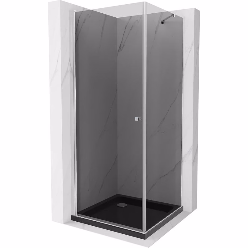 MEXEN/S - Pretória sprchovací kút 100x100, grafit, chróm + sprchová vanička vrátane sifónu 852-100-100-01-40-4070