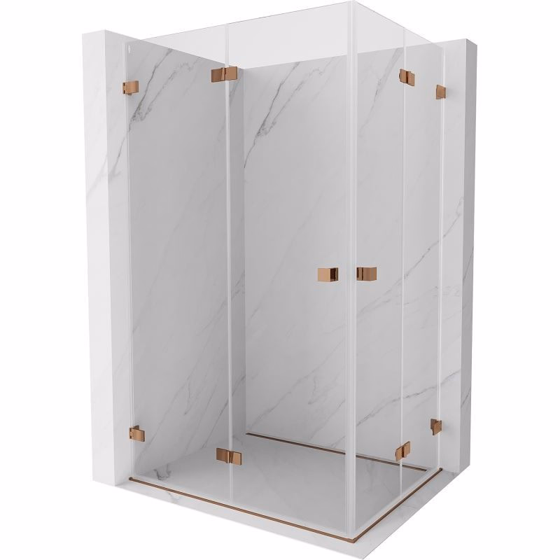 MEXEN/S - Lunar-F Duo sprchovací kút skladacie dvere 95 x 85, transparent, ružové zlato 836-095L-085P-60-00
