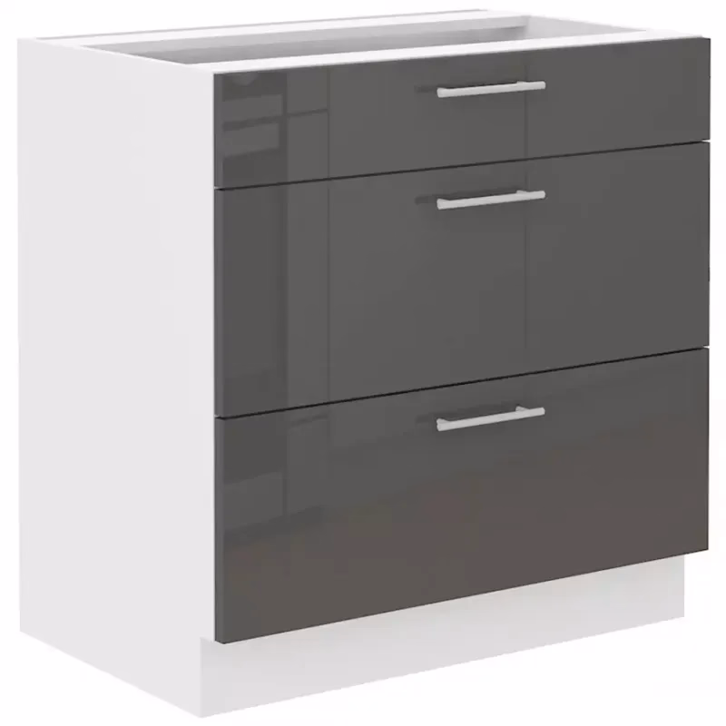 Kuchynská skrinka Lara 80d 3s Bb Mdf Šedá lesk
