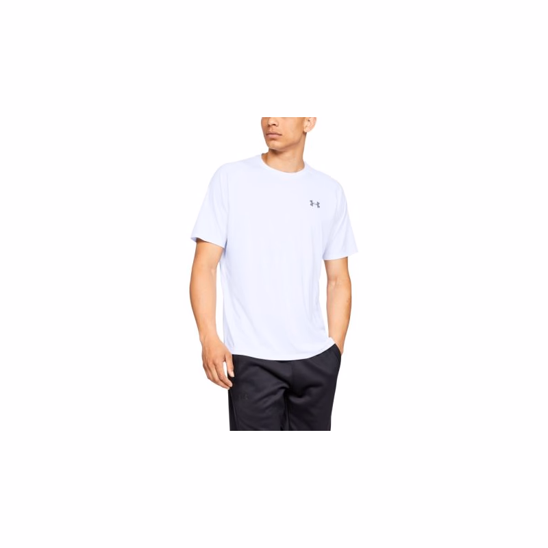 Pánske tréningové tričko s krátkym rukávom UNDER ARMOUR UA Tech 2.0 SS Tee-WHT