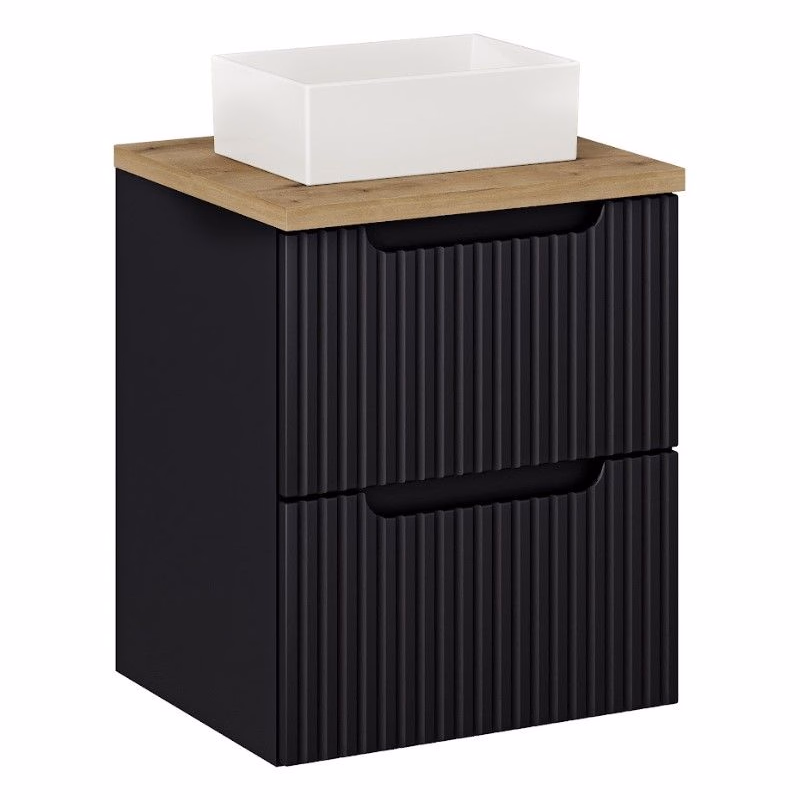 ArtCom Kúpeľňová skrinka s umývadlom a doskou NOVA Black DU50/1 | 50 cm