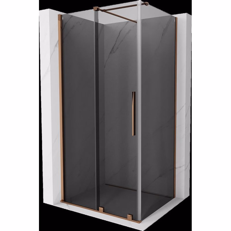 MEXEN/S - Velár sprchovací kút, posuvné dvere 100 x 90, grafit, ružové zlato 871-100-090-41-60