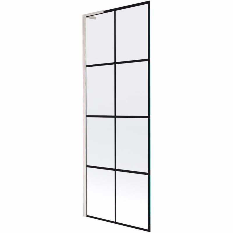 MEXEN/S - Next L vaňová zástena FIX 70 x 150, čierna vzor, nikel kartáčovaná 895-070-000-03-77-97